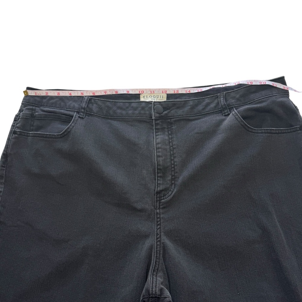 ELOQUII Washed Black Straight Jeans Stretch‎ Distressed Busted Knee Plus Size 24 - Picture 12 of 15